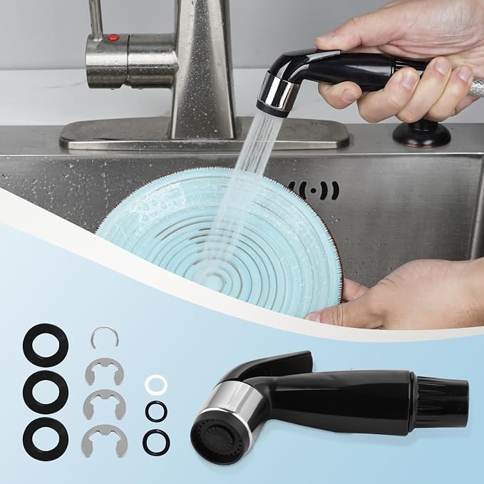Universal Sink Sprayer Attachment for Kitchen Faucet, Matteblack | NSF/ANSI/CAN 372 Certified, Kitchen Side Sprayer Head Compatible with Delta, Moen, Kohler and OEM Brands Pull Out Spray Head