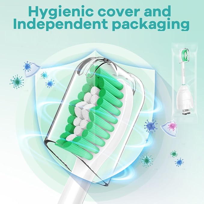 Aoremon Toothbrush Replacement Heads fit for Philips Sonicare E-Series | Toothbrush Heads fit for Essence Xtreme Elite Advance CleanCare Screw-on Electric Toothbrush Handle, 3 Count, Green