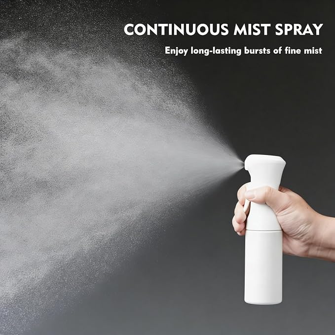 Continuous Spray Bottle for Hair, 6.8OZ 2Pack Ultra Fine Mist Spray Bottle | Leak Proof, Pre-Compression Technology, 360° Mist Sprayer for Hair Styling, Cleaning, Watering and Pets