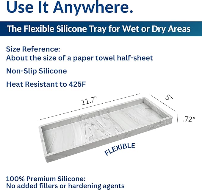 Spacewiser Silicone Countertop & Vanity Tray – 11.7” Bathroom Counter Tray | Bathroom Tray, Bathroom Tray Countertop, Tray for Bathroom Counter, Silicone Kitchen Tray for Counter & Countertop Organizer