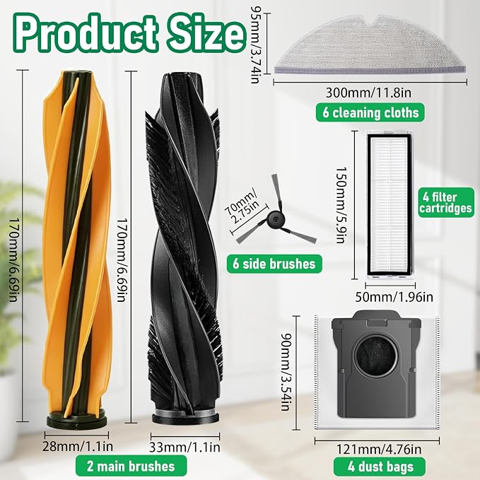 24Pcs Replacement Accessories Kit for Dreame D20 Pro Plus | 24-in-1 replenishment kit with brushes, filters, dust bags & mop cloths. Accessory kit compatible with Dreame D20 Pro Plus