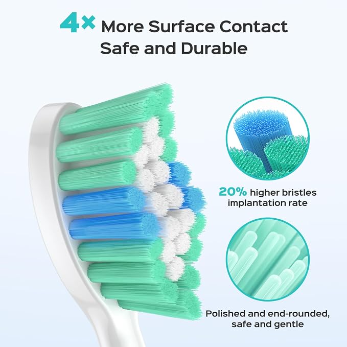 COSLUS C40 Electric Toothbrush Replacement Heads, 6 Pack | Compatible with C40 (DY-108Pro), Suitable for Adults Kids and Family Use, with W-Shaped Design, White