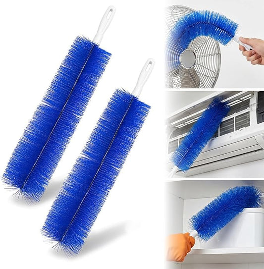 Bendable Microfiber Head, Fan Cleaner Brush, Reusable Fan Brush Cobweb Duster Microfiber Duster Ideal for Ceiling Duster, Household Duster Curtains，Fan Cleaner for Box Fan (Blue-2Pcs)