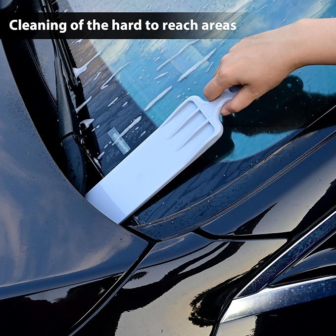NEWISHTOOL Long Reach Window Tint Squeegee, Mini Paddle Scrubber for Tint | Window Tint Film Installing, Vehicle Windshield/Rear Window Glass Cleaning, 1PC Bulldozer Tint Squeegee Tool, 3PCS Scrub Pads