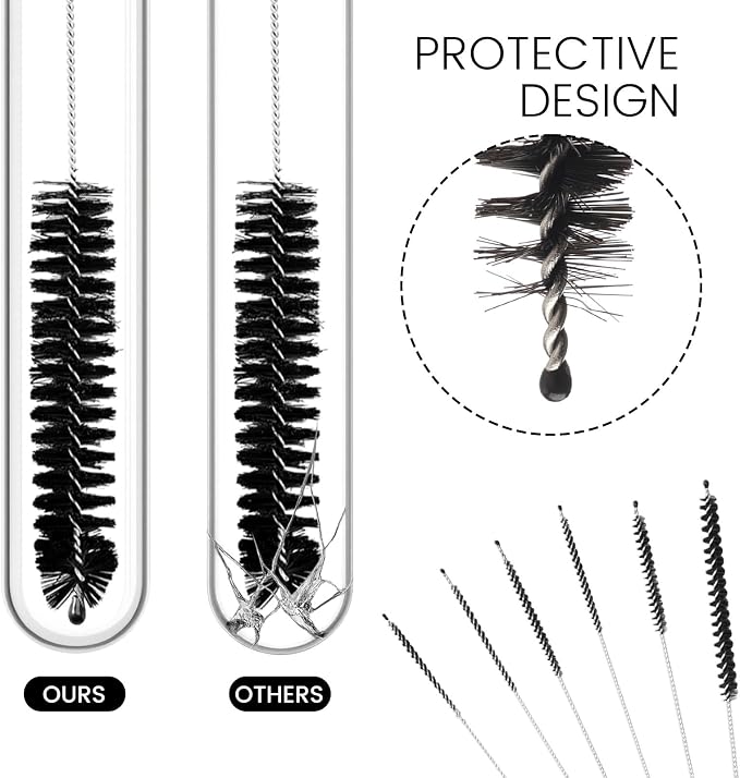 Straw Cleaner Brush, 14PCS 8.3 Inch Nylon Tube Brush Set, Bottle Cleaning Brushes for Sippy Cup, Tumbler, Water Bottle, Tight Spaces