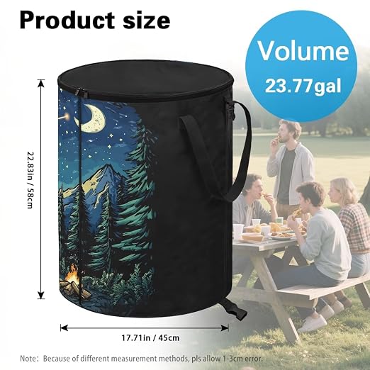 Shooting Star Camping Trash Can Foldable 20 Gallon Outdoor Trash Can with Lid Lightweight Garbage Cans Storage for Hiking, Picnic, Family Travel