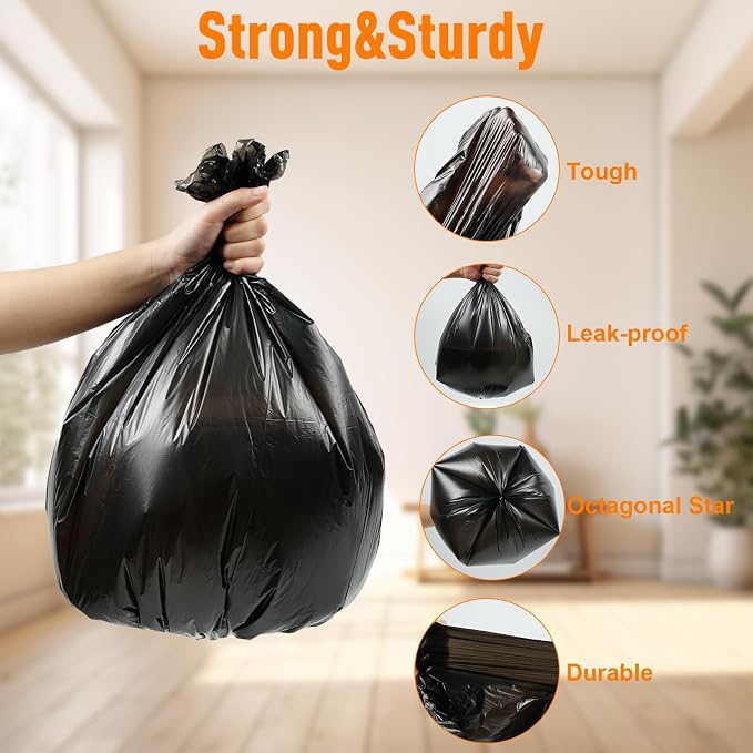 O2frepak 45gal Black Trash Bags 20ct 100x120cm Tear Resistant Scented | Kitchen Tall Reinforced Leakproof Garbage Bags