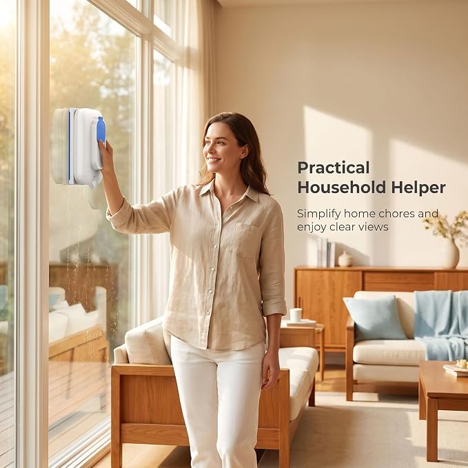Double Sided Magnetic Window Cleaner with Auto Water Output | Magnetic Glass Cleaner with Double Water Storage, Household Window Cleaning Tool(B-for glass 8-15mm)