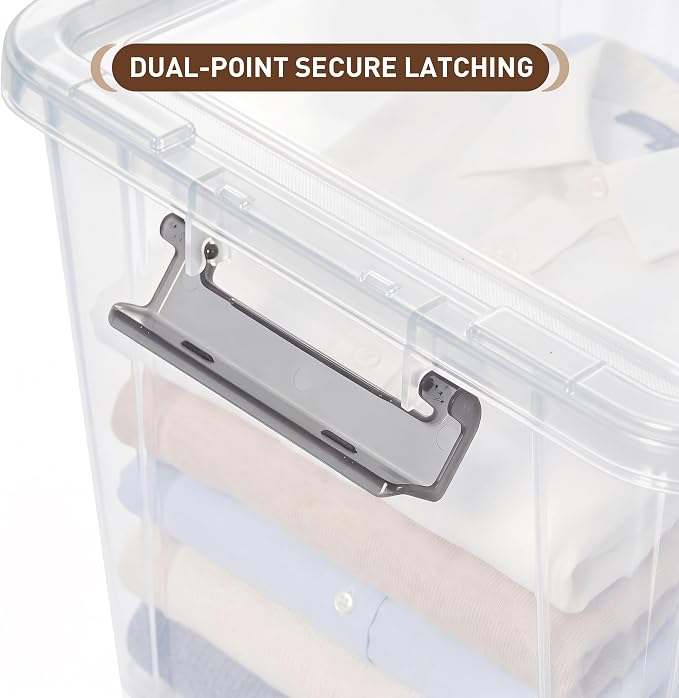 Citylife 58.1 QT Plastic Storage Bins with Latching Lids Stackable Storage Containers for Organizing Large Clear Storage Box for Garage, Closet, Classroom, Kitchen, 2 Packs