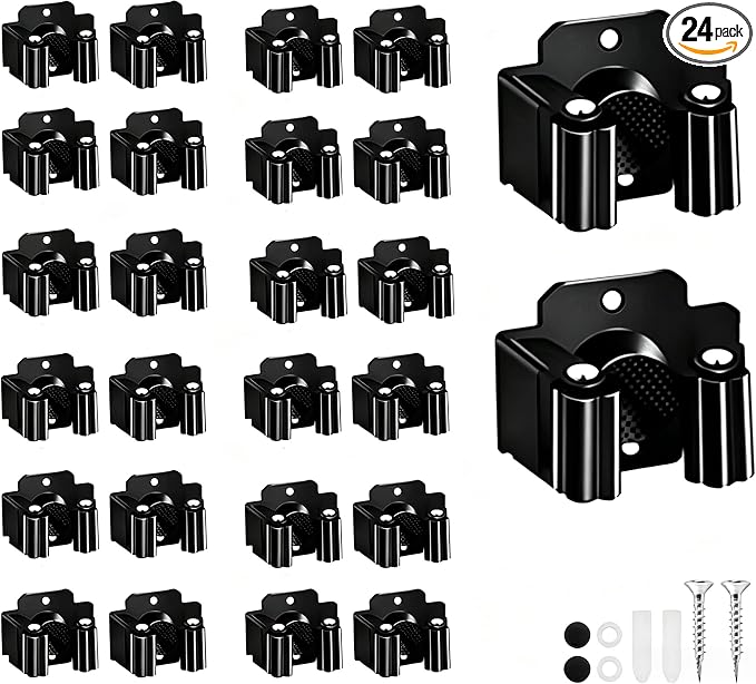 24 Pack Broom Holder Wall Mount, Tool Storage Mop Organizer, Shovel Rack Hooks For Garage Laundry Kitchen Garden Shovel Cleaning Supplies