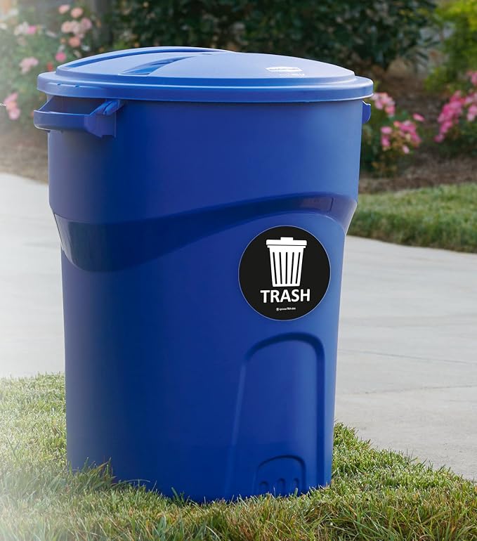 IGNIXIA Recycle Stickers for Trash Can, (Pack of 02) 6x6 Inches Large Blue (Green and Black)