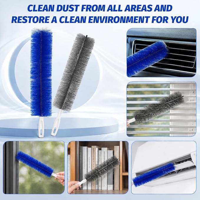 2Pcs Fan Cleaning Brush,Bendable Dust Collector,Car Dust Collectors,Ultra-Fine Fiber Brush Head,Suitable for Ceiling Fan Blades,Ventilation Openings,Curtains,Cars-Reusable Dust Collector