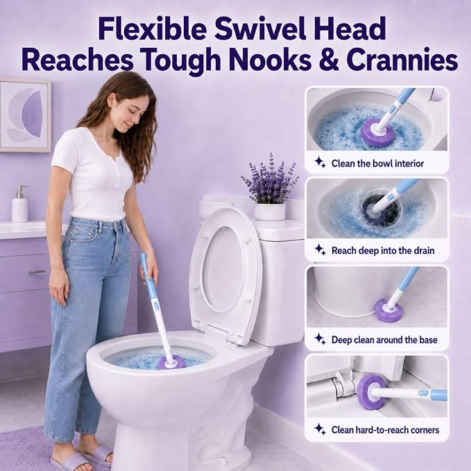 Disposable Toilet Brush, Wall Mount Holder Set with 24 Refill Brush Heads | Hands Free Toilet Brush, One-Button Release, Compact Design, Disposable Toilet Set, RV Bathroom Accessories, 3 Mixed Scent