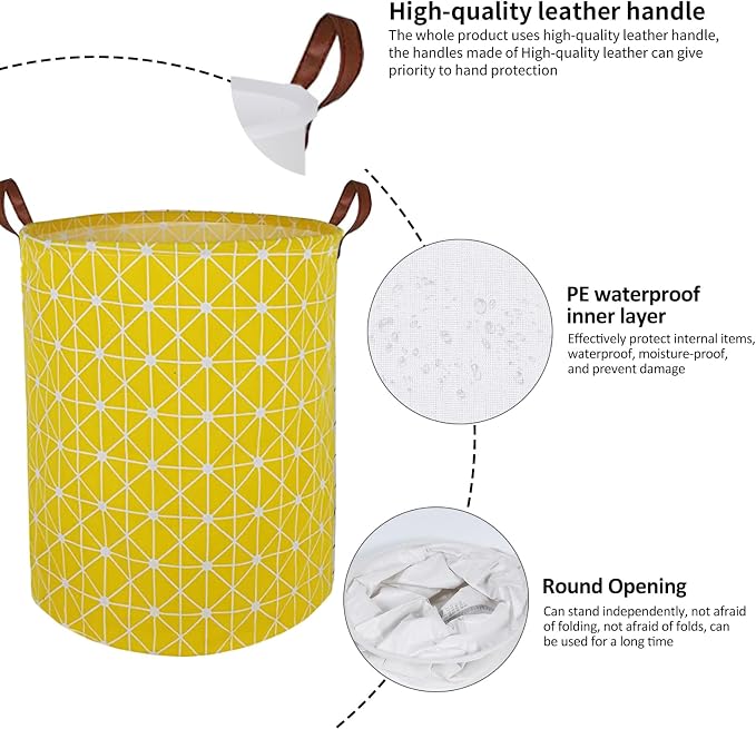 Collapsible Laundry Basket in Bedroom Waterproof Laundry Hamper in Bathroom Large Laundry Bag in College Dormitory Cloakroom Livingroom Nursery Organizer Toy Bin