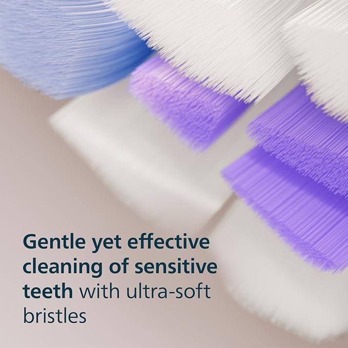 Philips Sonicare S2 Sensitive Brush Heads, 2-Pack, 6 Month Supply, White | 1000% More Plaque Removal¹, Gentle on Sensitive Teeth & Gums, BrushSync Reminder, 62,000 Bristle Movements/Min, HX6052/77