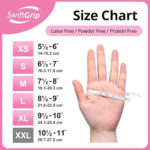 SwiftGrip Nitrile Disposable Gloves - Medical Exam Gloves, Latex-Free, Pink, Powder-Free, 50-ct Box (Large)