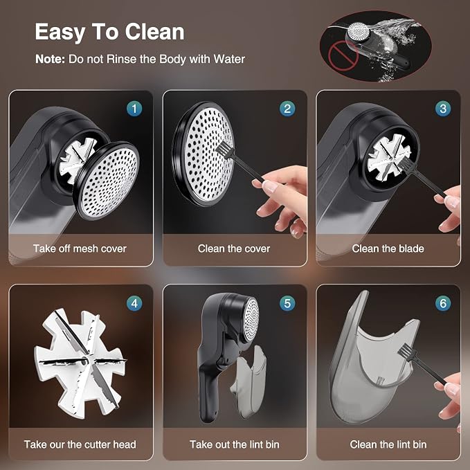 Fabric Shaver for Clothes, 2 Modes Lint Remover with 3 Stainless Steel 6-Leaf Blades, Electric Sweater Shaver Defuzzer with Battery Display Fast Remove Fuzz Lint Balls Pills Bobbles