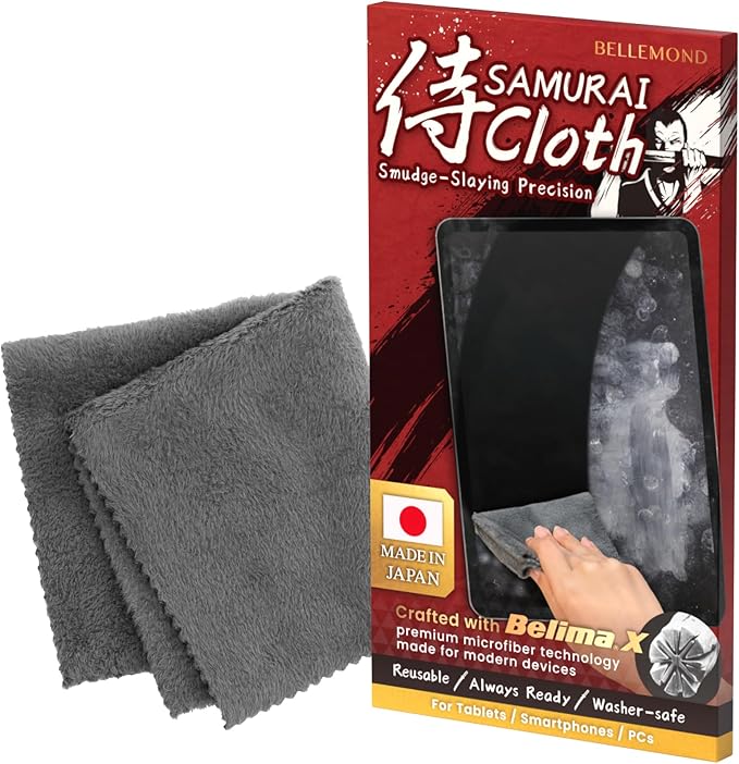 BELLEMOND 「Samurai Cloth」 Japanese Microfiber Cleaning Cloth, Large 1 Pack | Made in Japan, Washable and reusable, Lint-free cleaning, Ideal for monitors, TVs and car displays