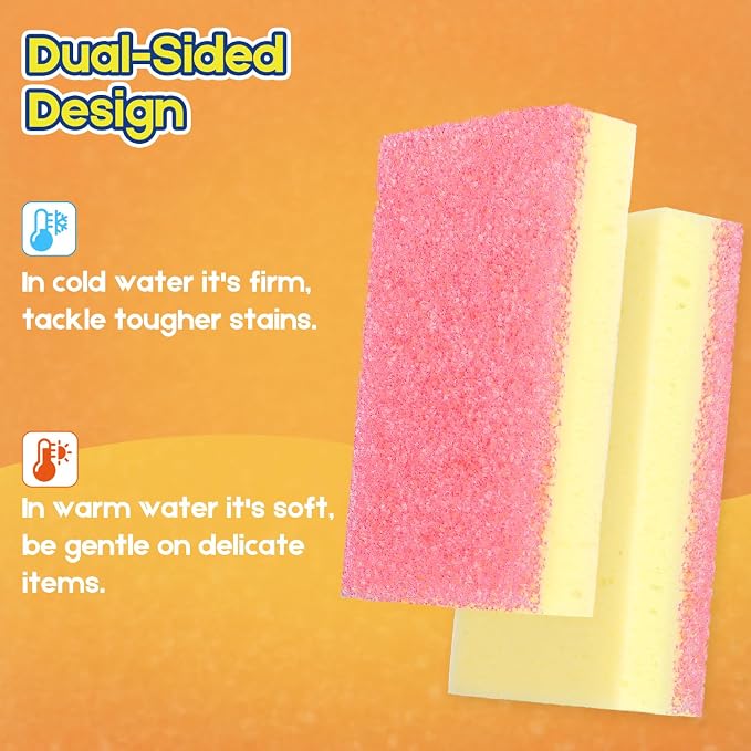 LAUNDRYLUX Scrub Sponge, Dual-Sided Temperature-Responsive Scrubber | Non-Scratch - Multipurpose Dish Sponges for Kitchens, Bathrooms, and Outdoor Use - 12 Pack
