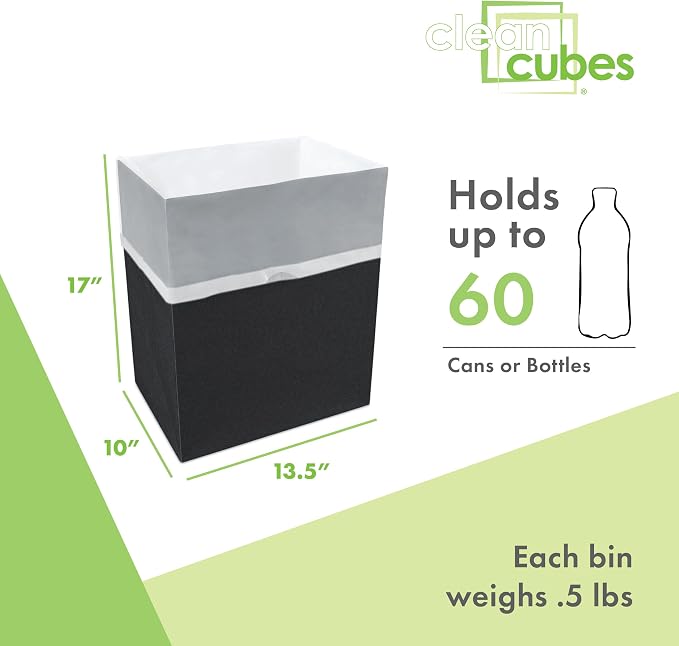 Clean Cubes 13 Gallon Disposable Pop-Up Trash Cans, 6-Pack (Black) | One Pack Covers the Whole Party, Place a Bin in Every Corner, No Assembly, Built-In Liner, Toss the Whole Bin When Full