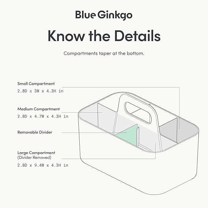 BLUE GINKGO Stackable Organizer Caddy, Rectangle, Yellow, Made in Korea | Portable. Adjustable. Home, Office & School Storage.