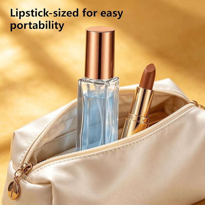 Perfume Travel Refillable, 6 Pcs 10 ml Glass Atomizers (Rose Gold) | Leak-resistant fine mist spray, mini perfume bottle set with filling tools, portable for travel, gym, office and daily use
