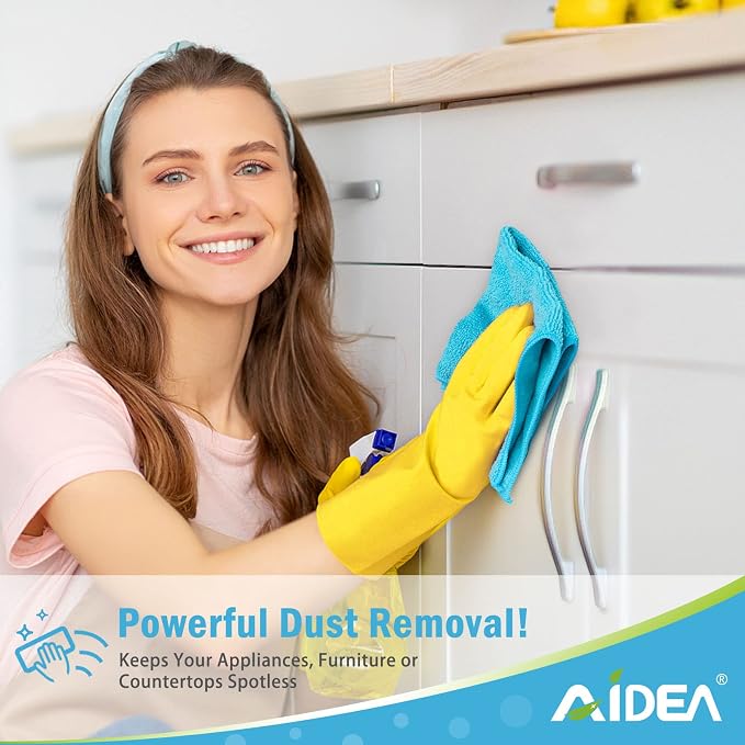 AIDEA Microfiber Cleaning Cloth-24PK, Microfiber Towels for Cars 12"x12" | Absorbent Cleaning Rags, Reusable Microfiber Towels Lint-Free, Dish Rags Streak-Free for Home /Kitchen /Window (Multicolor)