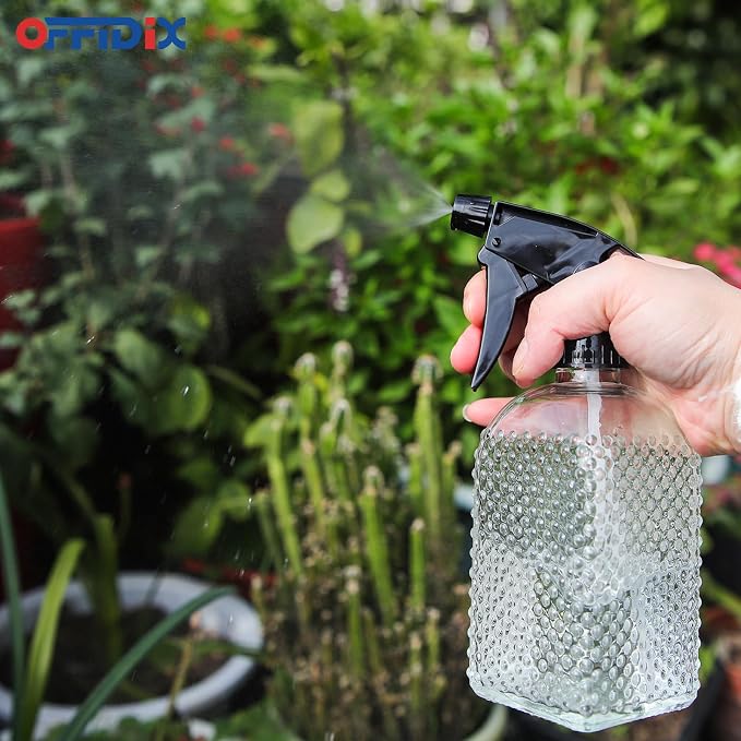 Clear Glass Plant Mister Watering Spray Bottle Adjustable Nozzle 13.5 oz | Fine Mist for Plants Glass Misters Bottle Handheld Pressure Watering Can 400ml Empty Vintage Mister for Indoor Outdoor Garden