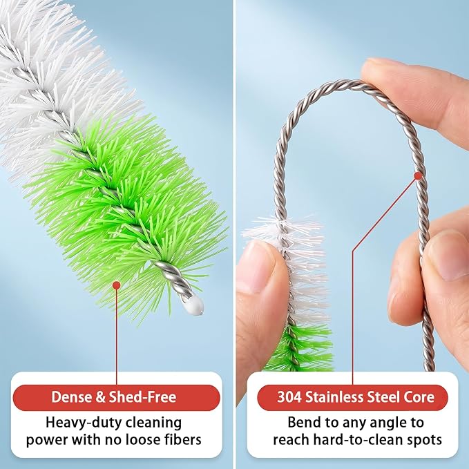Straw Cleaner Brush Set, 7-Pack Cleaning Brush for Straw | Pipe Cleaners for Sippy Cup, Water Bottle, Tubes and Small Spaces, Works on Metal, Silicone, Plastic and Glass Straws