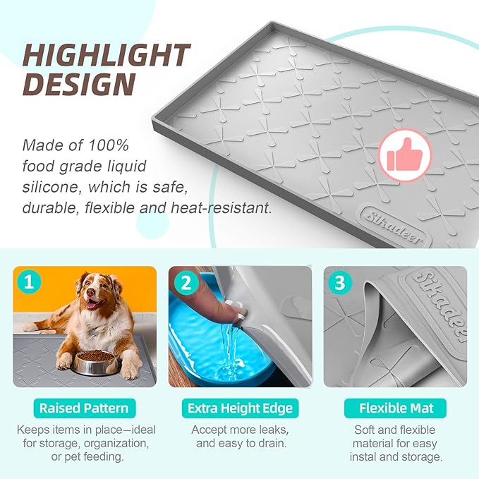 SIKADEER Waterproof Under Sink Mat Silicone 28" x 22" Kitchen Cabinet liner | BPA-Free Silicone Mat with Raised Lip Protects Cabinets from Leaks, Versatile Home Organizer for Bathroom, Pets, Boots, Floor