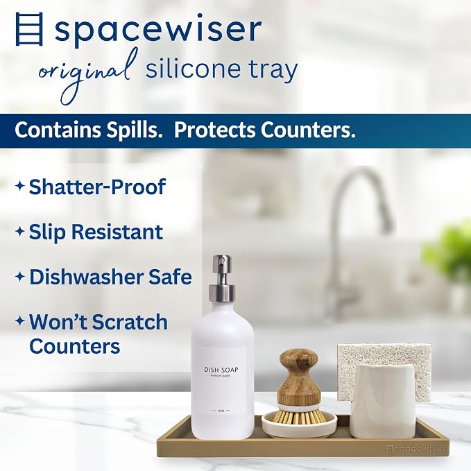 Spacewiser Silicone Countertop & Vanity Tray – 11.7” Bathroom Counter Tray | Bathroom Tray, Bathroom Tray Countertop, Tray for Bathroom Counter, Silicone Kitchen Tray for Counter & Countertop Organizer
