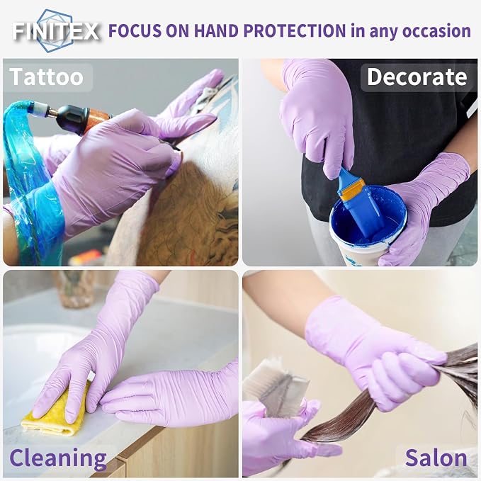 Nitrile Disposable Latex-Free Gloves Purple 5mil 100PCS Cleaning Glove | Powder-free, Latex-free, Industrial-grade,Purple,5mil Thick,12inch long,Comfortable fit,Examination,Food,House Home Cleaning