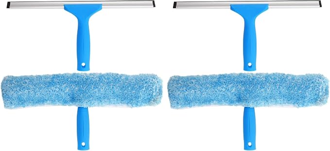 MR.SIGA Professional Window Squeegee & Microfiber Window Scrubber, 14 inch (Pack of 2)
