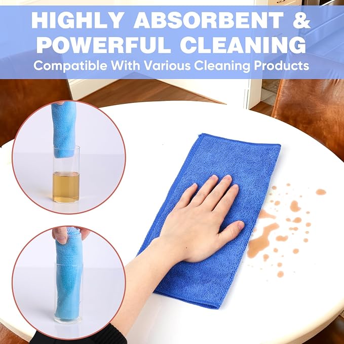 10 Colors Microfiber Cleaning Cloths, 400 Pack Assorted Cleaning Rags | Highly Absorbent Microfiber Towels for Car, Kitchen, Bathroom and Household Cleaning, 11.8"X11.8"