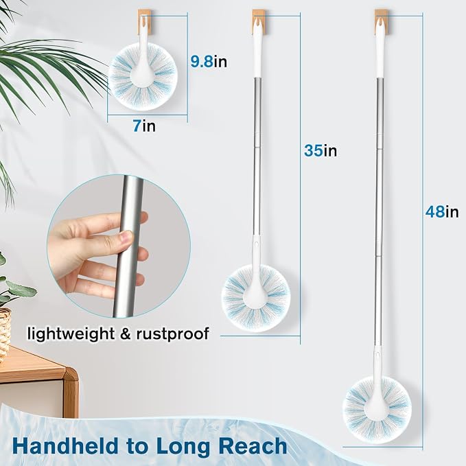 Non-Scratch Tub Tile Scrubber Brush, 48" Long Handle (2-Pack) | Soft Tub Mop, 2026 Version, All-in-One Adjustable Shower Brush for Bathtub, Bathroom, Sink, Faucet, and Wall Tile
