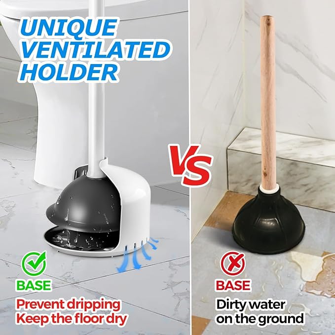 FORASTO 2Pack Toilet Plunger with Holder - Heavy Duty Bathroom Tools | Plungers for Bathroom, Toilet Bowl Cleaners, Apartment Must Haves, Bathroom Decor Accessories, Home Essentials, Pearl White