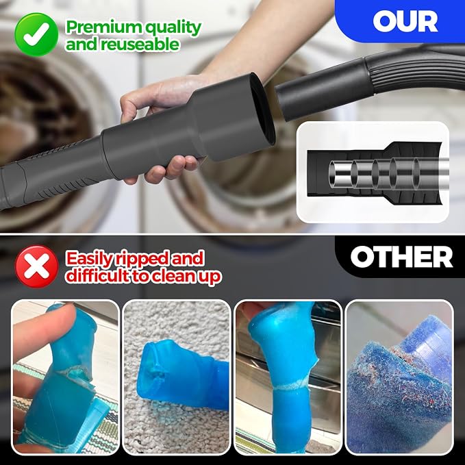 Holikme Dryer Vent Cleaner Kit – Black Lint Vacuum Attachment | Dryer Vent Vacuum Hose Replacement Parts Reach Deep Inside Vents - Remove Hidden Lint, Speed Drying & Reduce Fire Risk