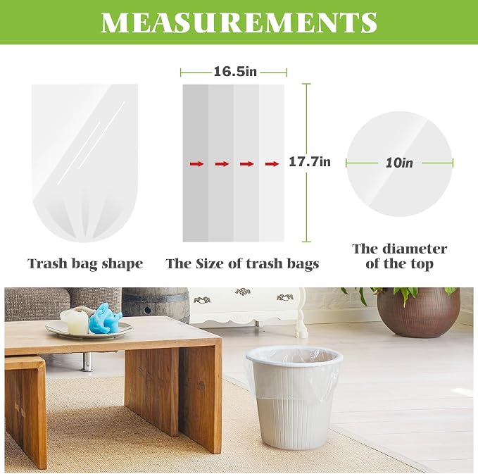 Teivio 2 Gallon 1000 Counts Small Trash Bags Garbage Bags, Bathroom Trash Can Bin Liners, Plastic Bags for kitchen home office, Clear