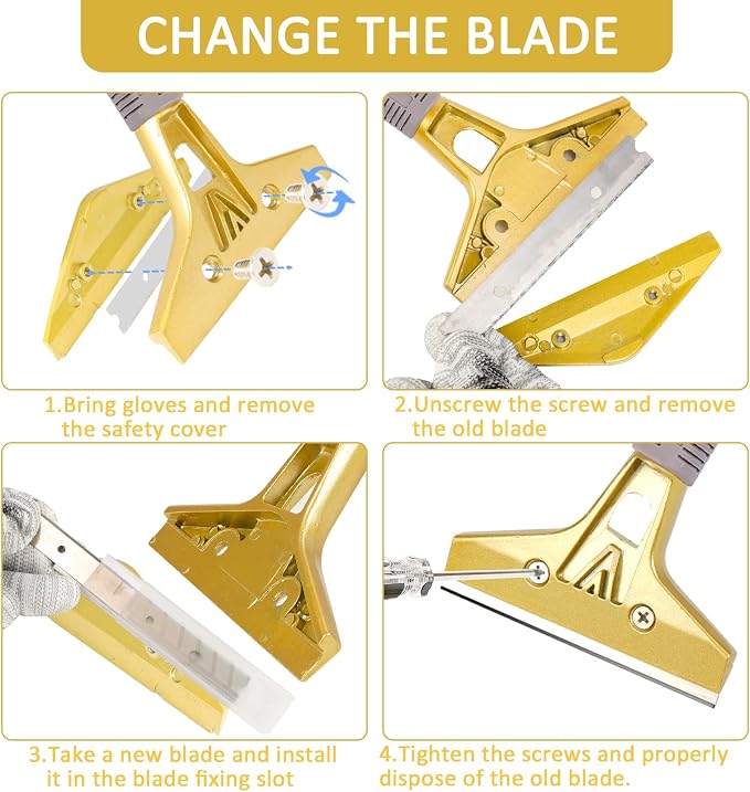 Razor Blade Scraper,Floor Scraper Tool with 30PCS Extra Blades,Paint Scraper Ideal for Cleaning Stove Top,Windows,Glass,Tiles,Wall,Labels.(4 in,Metal) | 4"Heavy-Duty Floor Scraper,Ideal for Cleaning Windows,Glass,Tiles,Wall,Labels,DIY Renovators,Profes...