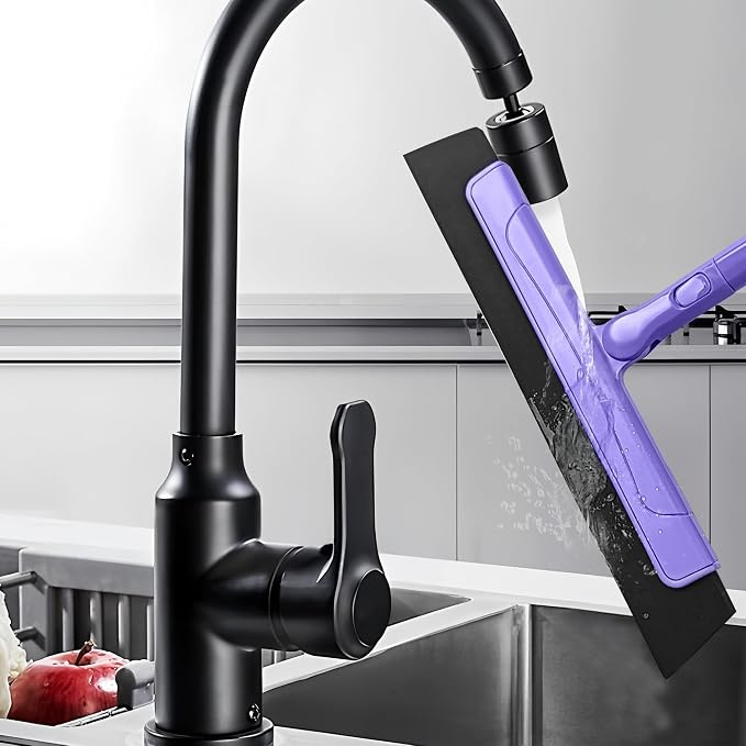 Floor Squeegee Broom, 13" EVA Foam Blade with 48" Aluminum Long Handle | 180° Swivel Floor Squeegee for Floor Home Kitchen Shower Glass RV Bathroom Tile Pet Hair Water Foam Tight-Spaces Cleaning