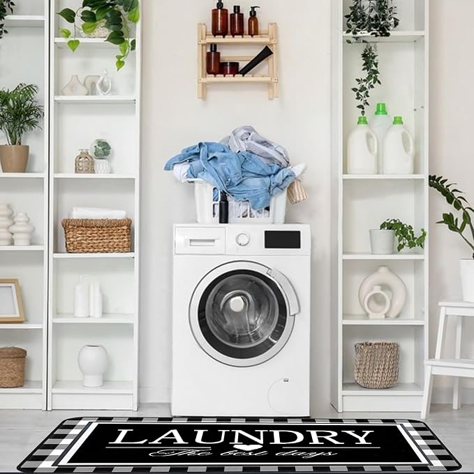 Farmhouse Laundry Room Rug Runner 24"X72" Kitchen Mat Washable Entryway Rugs Soft Non Slip Laundry Carpets Comfort Standing Desk Mats,Carpet for Sink,Office,Laundry Room Decor Accessories