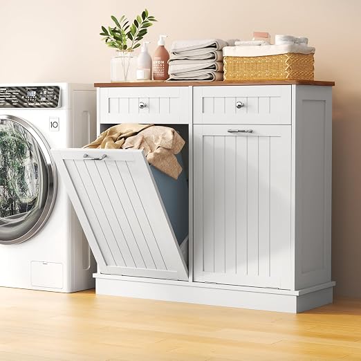 LOUVIXA Trash Can Storage Cabinet, Hidden Trash Can Holder
