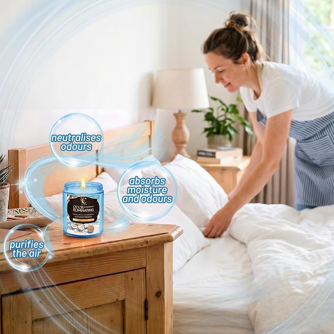 Coconut Odor Eliminating Candles, Pet Scented Candles for Home, Single Wick Soy Candle Gifts for Women, Men, Ideal for Creating Relaxing Atmosphere, Over 50 Hours of Burn Time (Pack of 2)