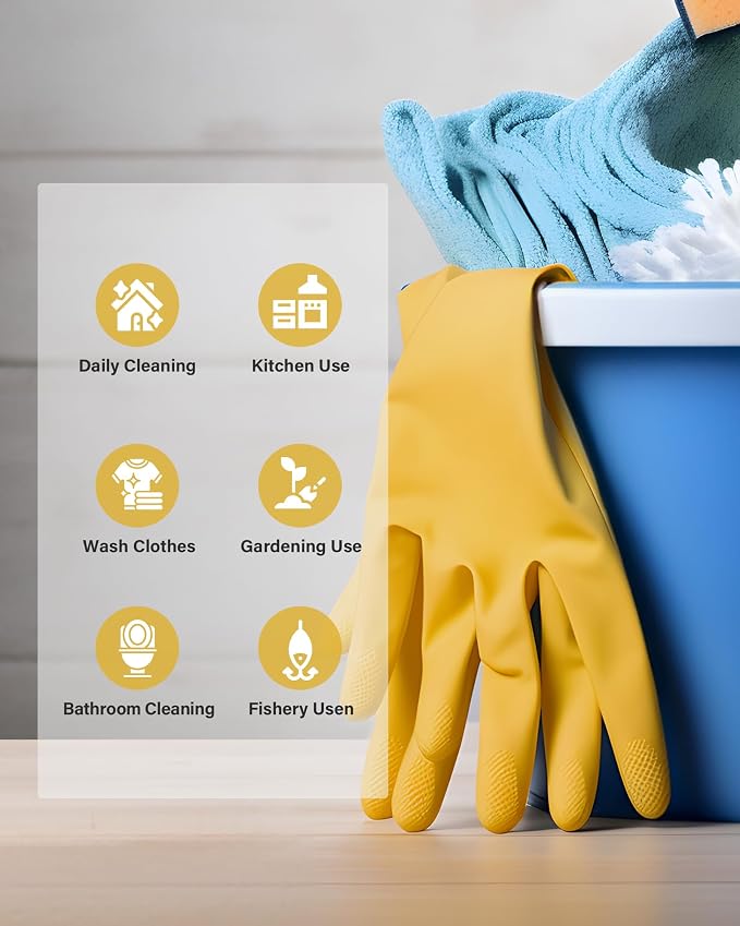 Rubber gloves on dishwashing cleaning 3 or 6 Pairs,Kitchen dish gloves,Reuseable.