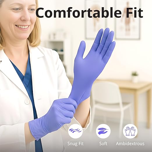 SwiftGrip Disposable Nitrile Exam Gloves, 3mil, Medium, Case of 1000, Violet Nitrile Gloves Disposable Latex Free for Medical, Cleaning, Cooking & Esthetician, Food-Safe, Powder-Free, Purple
