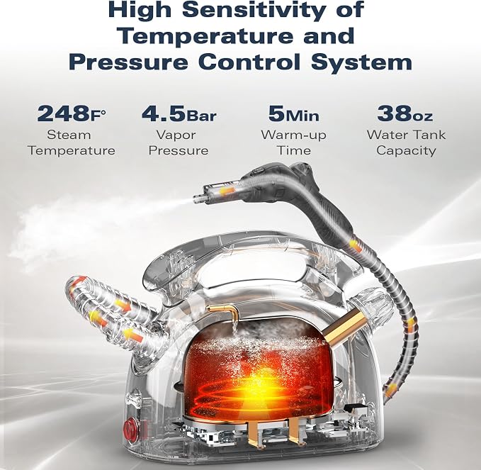 LoveBeat 300°F Steam Cleaner for Grout and Tile, 4.5 Bar Steamer for Home | Ease of Use | 21 Accessories | Natural For Floor, Car, Wall, Furniture, & Kitchen Bathroom | Dual Safety Lock | Large Tank