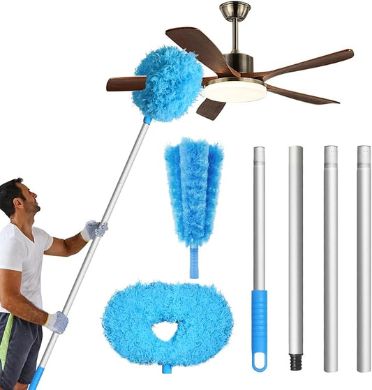 Storystore Ceiling Fan Cleaner Duster, Adjustable Microfiber Duster | 4.2FT Cobweb Cleaner with 13-50" Reach removes spider webs, dust and debris from ceilings, corners and walls