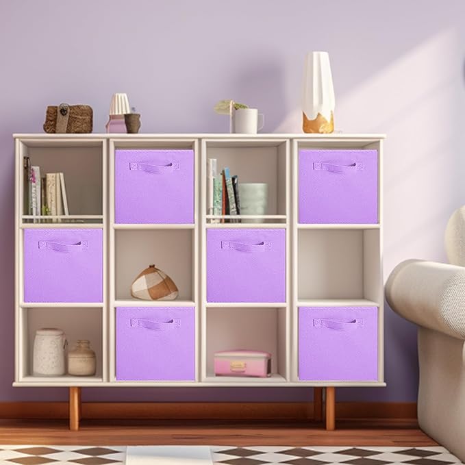 ShellKingdom Storage Bins, Foldable Fabric Storage Cubes And Cloth Storage | Storage Organizer For Closet And Toys, 10.5x10.5x11 INCH, 2 Pack (Lavender)