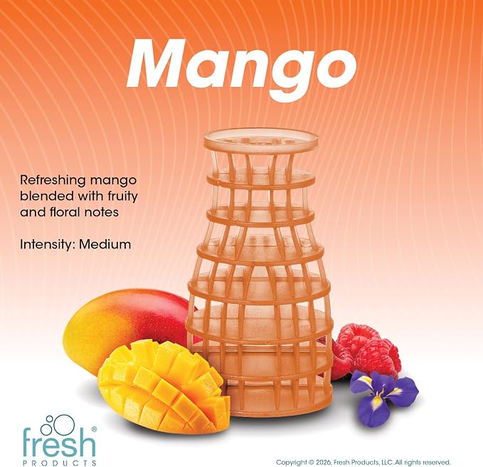 Fresh Products Eco Air Freshener Refill Solid Dry, Mango, 6 Pack | Natural Oils, No Acetone Or Propellants, Made In USA, Lasts 30 Days, Ideal For Home, Business Or Commercial Spaces