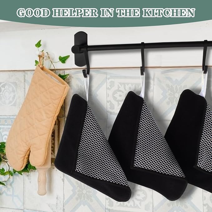 Dish Cloth for Washing Dishes Kitchen Washcloth Cleaning Cloth | 7.87x7.87inch 10pack Kitchen Towels Rags, Microfiber Cleaning Cloths, Wash Cloths with Poly Scour Side, Wholesale, Black